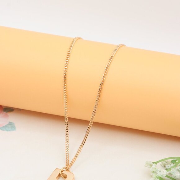 Rose Gold Plated Initial ""B"" Pendant Necklace, XPNL0310 - Picture 11 of 14